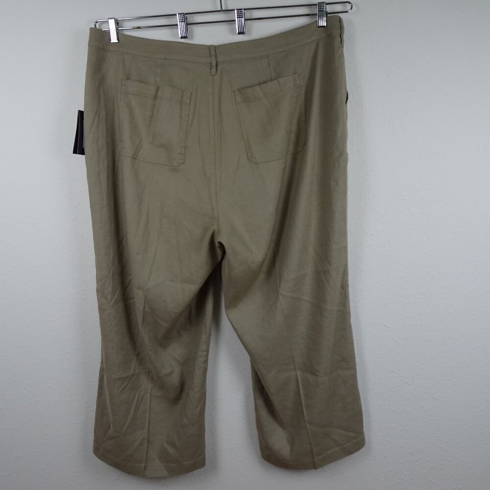 NYDJ Wide Leg Pants Women's Plus Size 18W Brown Linen Blend Cropped Cargo - Picture 5 of 11